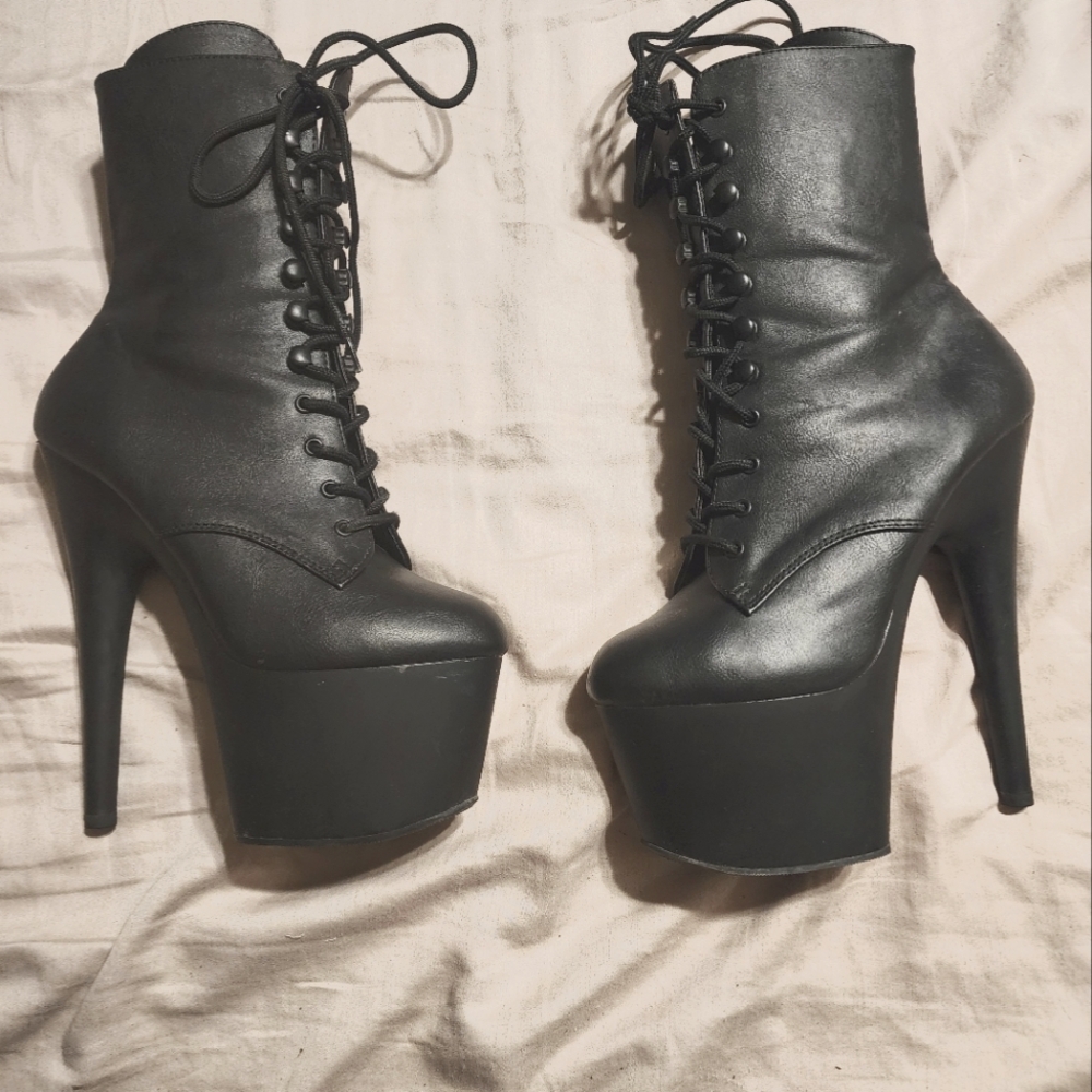 Black Platform pleaser Boots